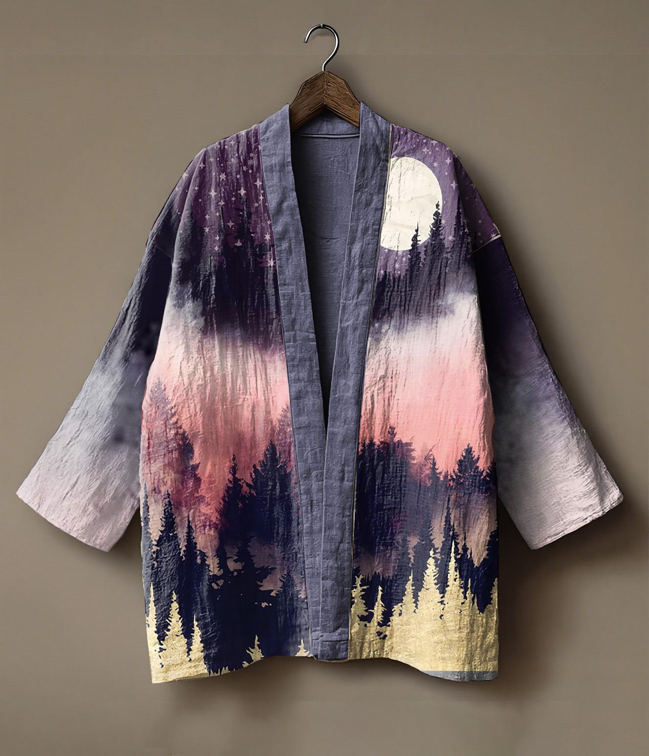Abstract landscape-themed printed linen andong cardigan