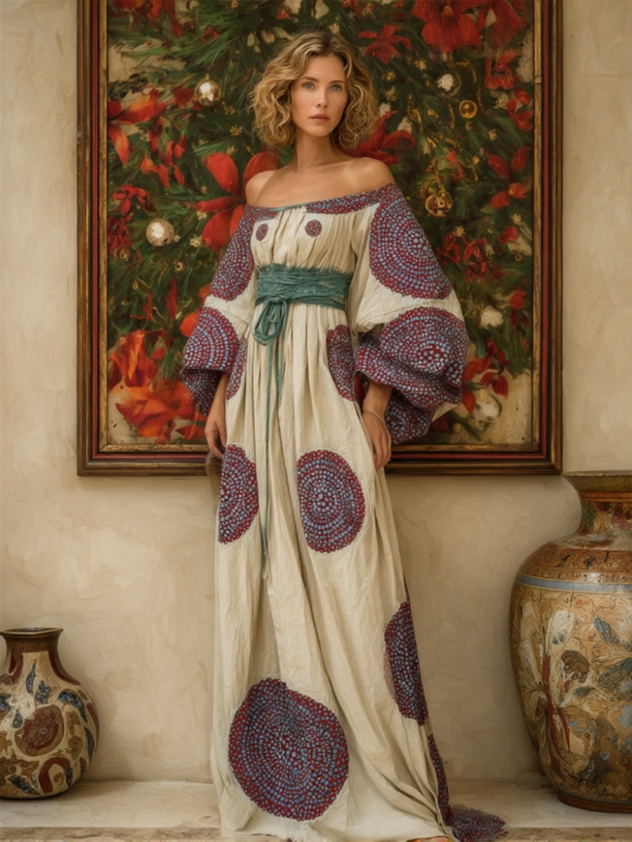 Elegant and comfortable cotton Christmas-themed robe (with belt)