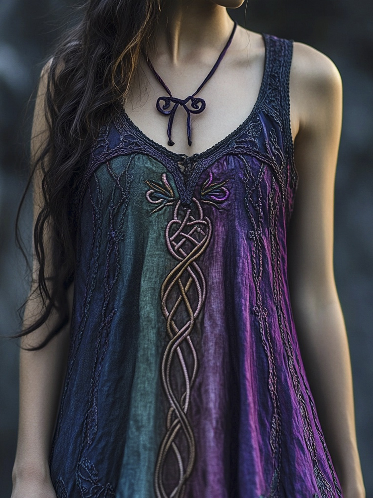 Vintage Celtic Mythology Gradient Lace Tank Dress