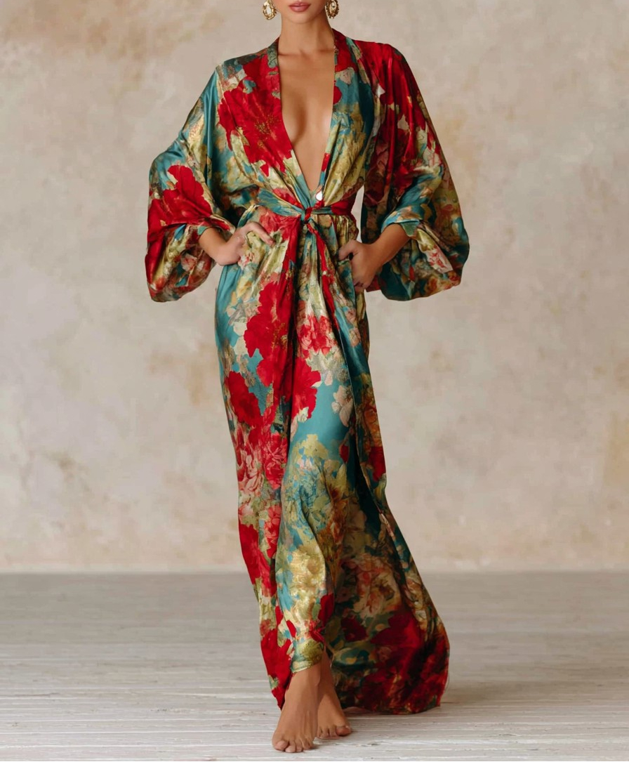 Elegant Vintage Printed Robe