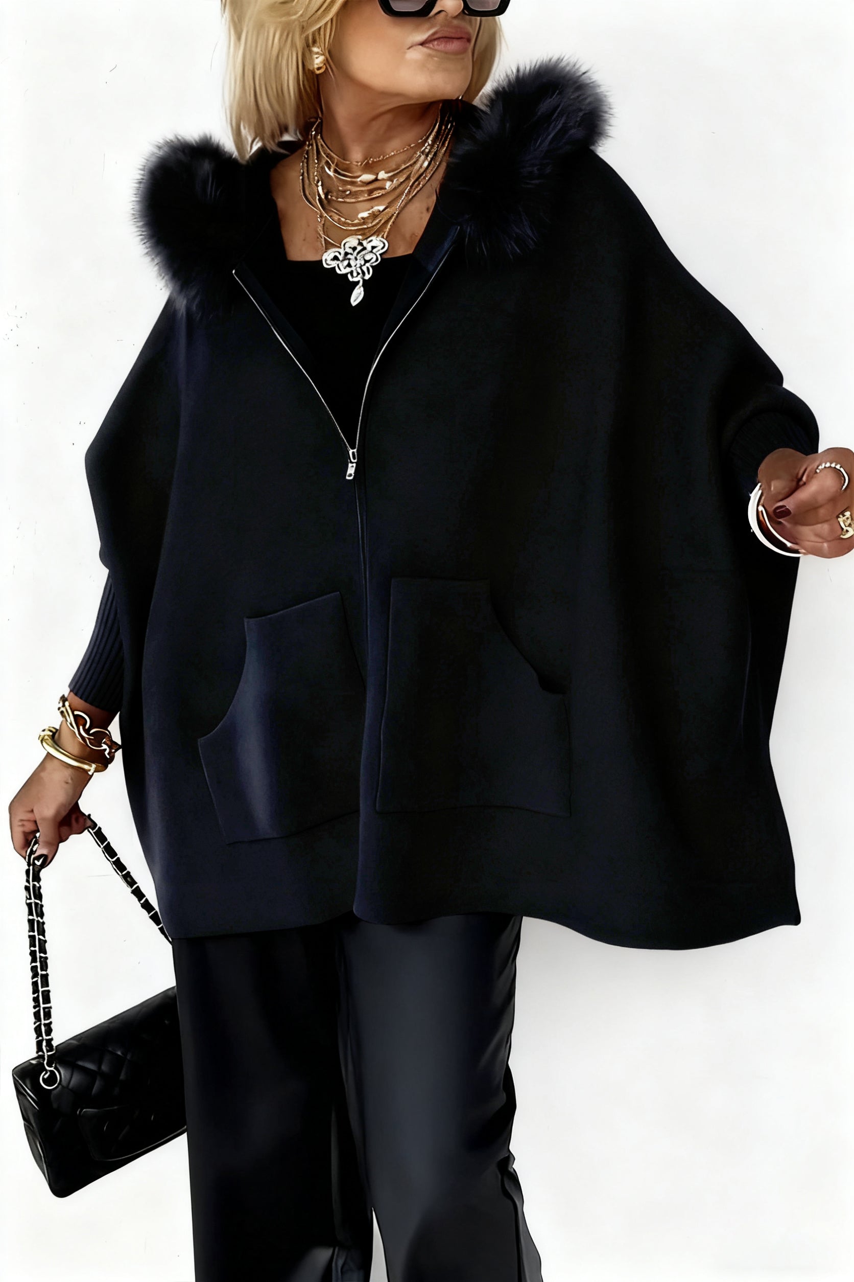 Fur Collar Solid Color Casual Jacket