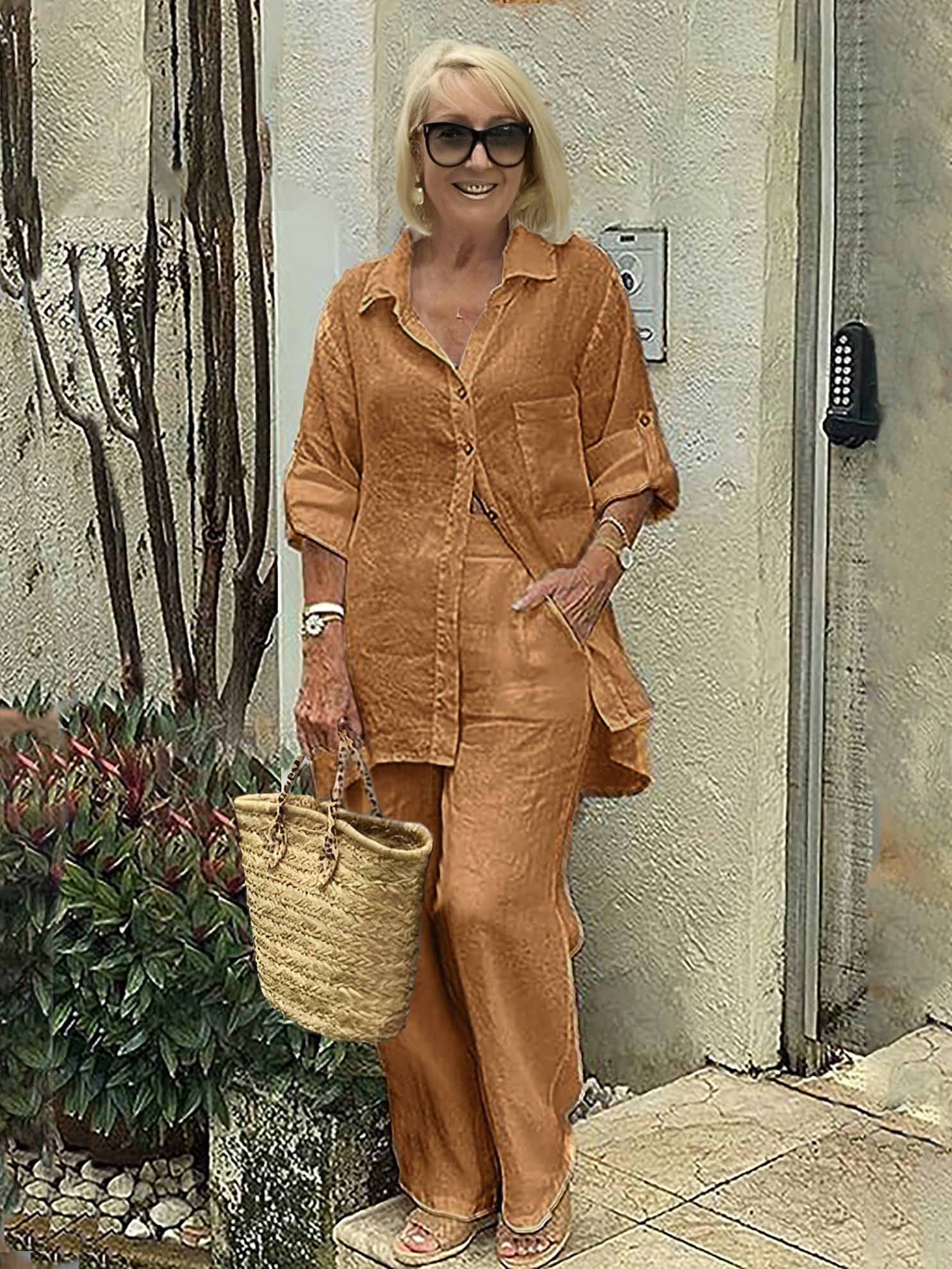 Linen-Blend Two-Piece Set