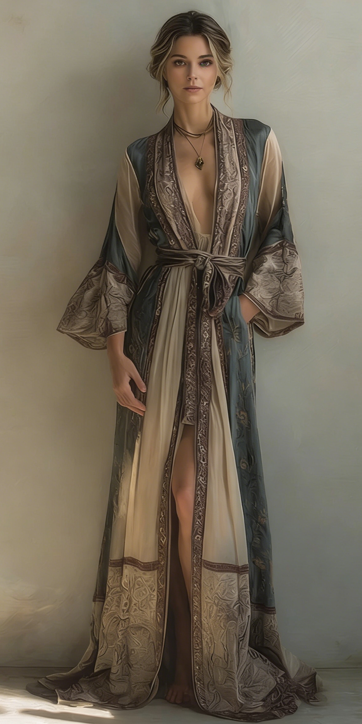 Elegant and comfortable cotton Christmas-themed robe (with belt)