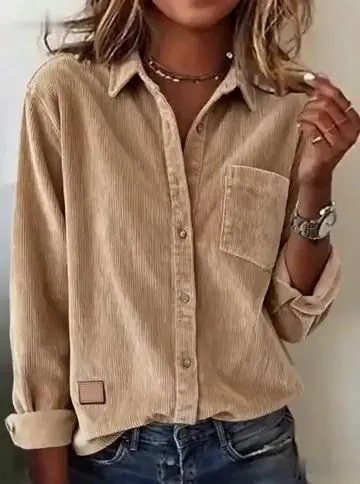 Casual Loose Corduroy Long-Sleeve Shirt