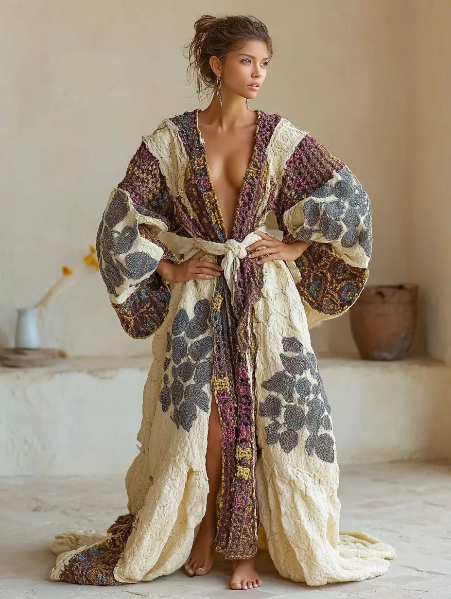 Elegant Vintage Printed Robe