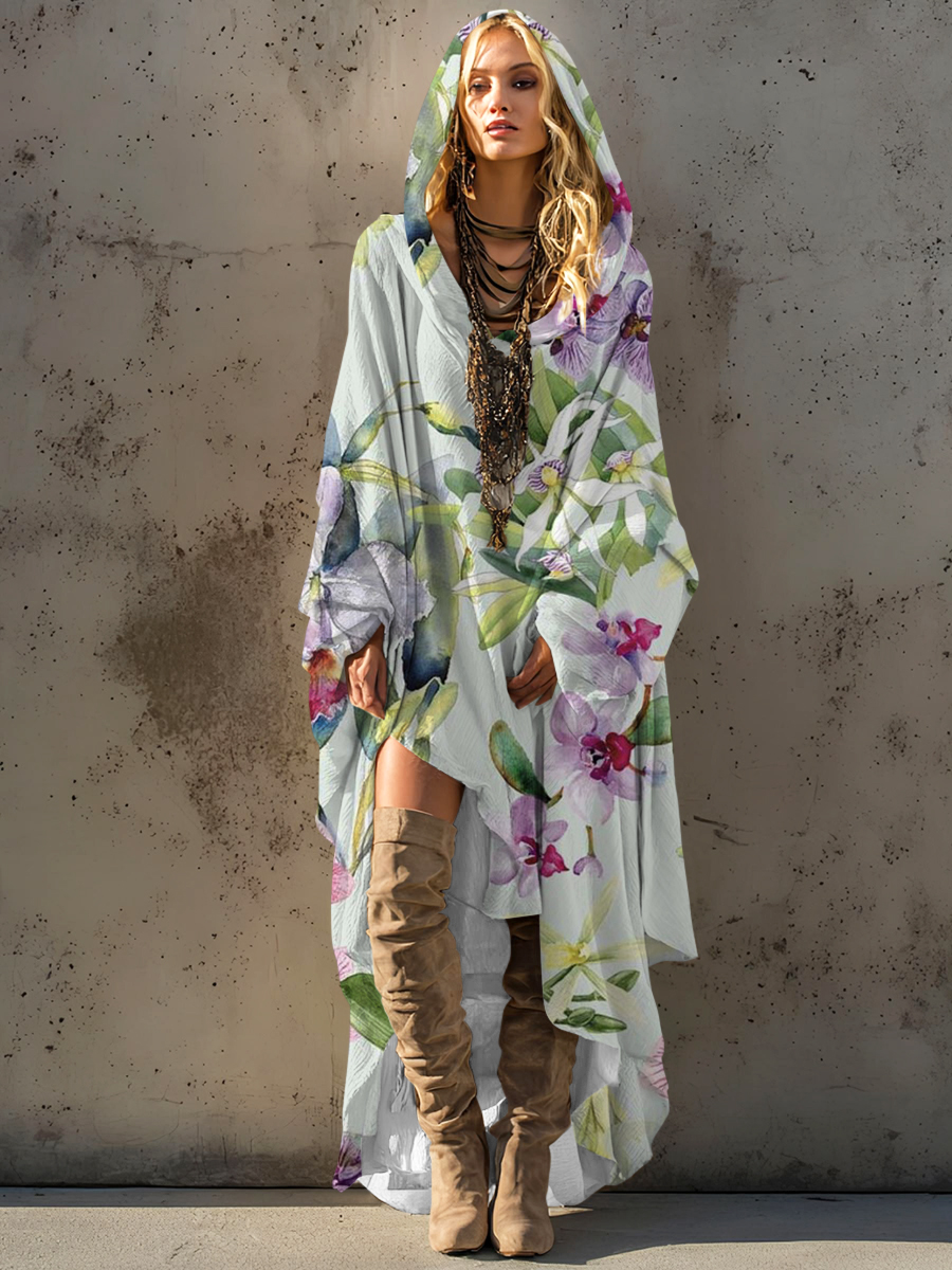 Women's autumn and winter cotton robe hooded smock dress