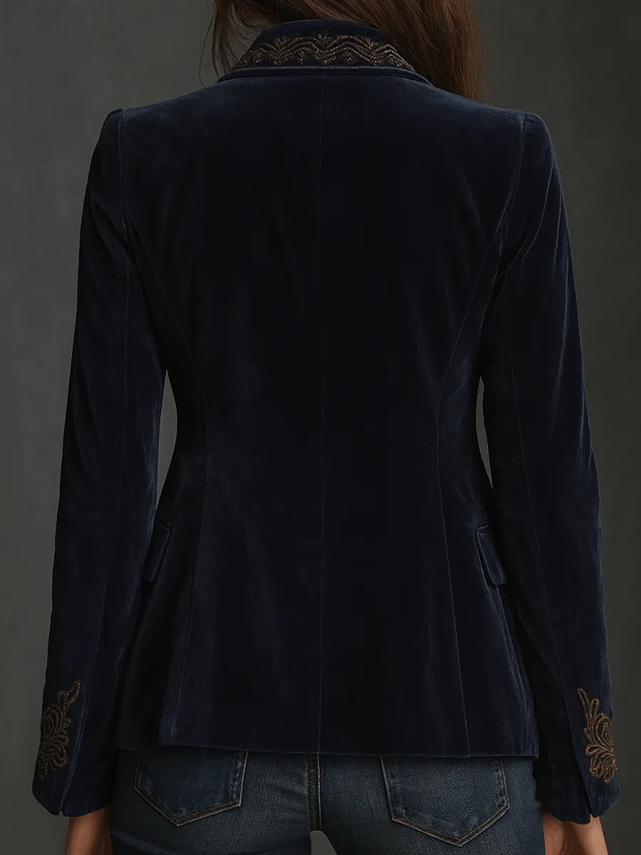 Midnight Velvet Embroidered Blazer