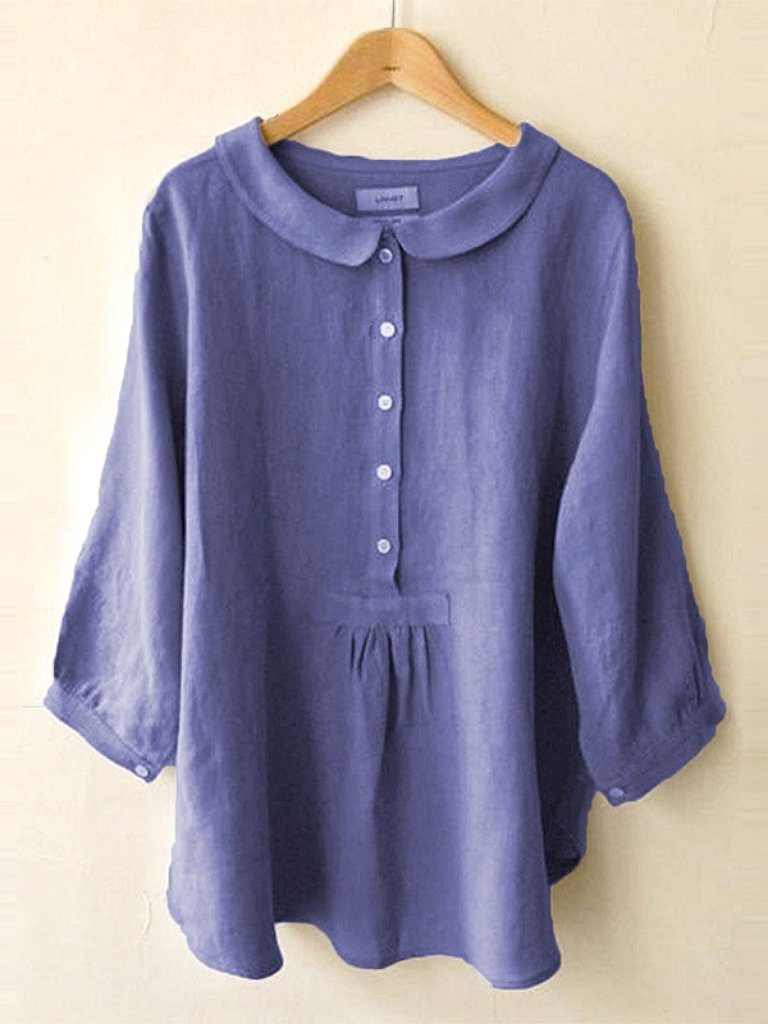 Cotton Linen Seven Sleeve Shirt
