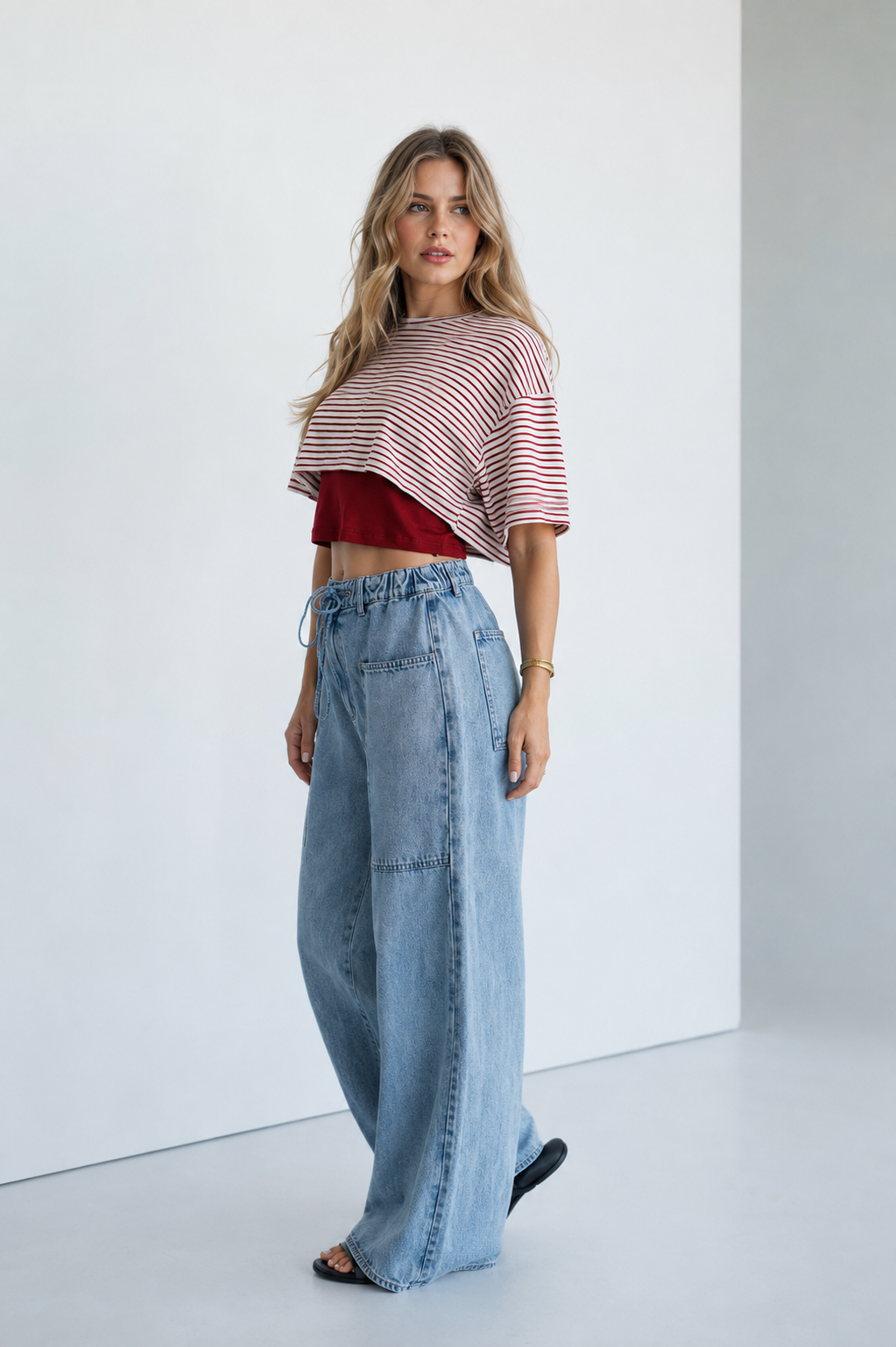 Washed Wide-Leg Jeans