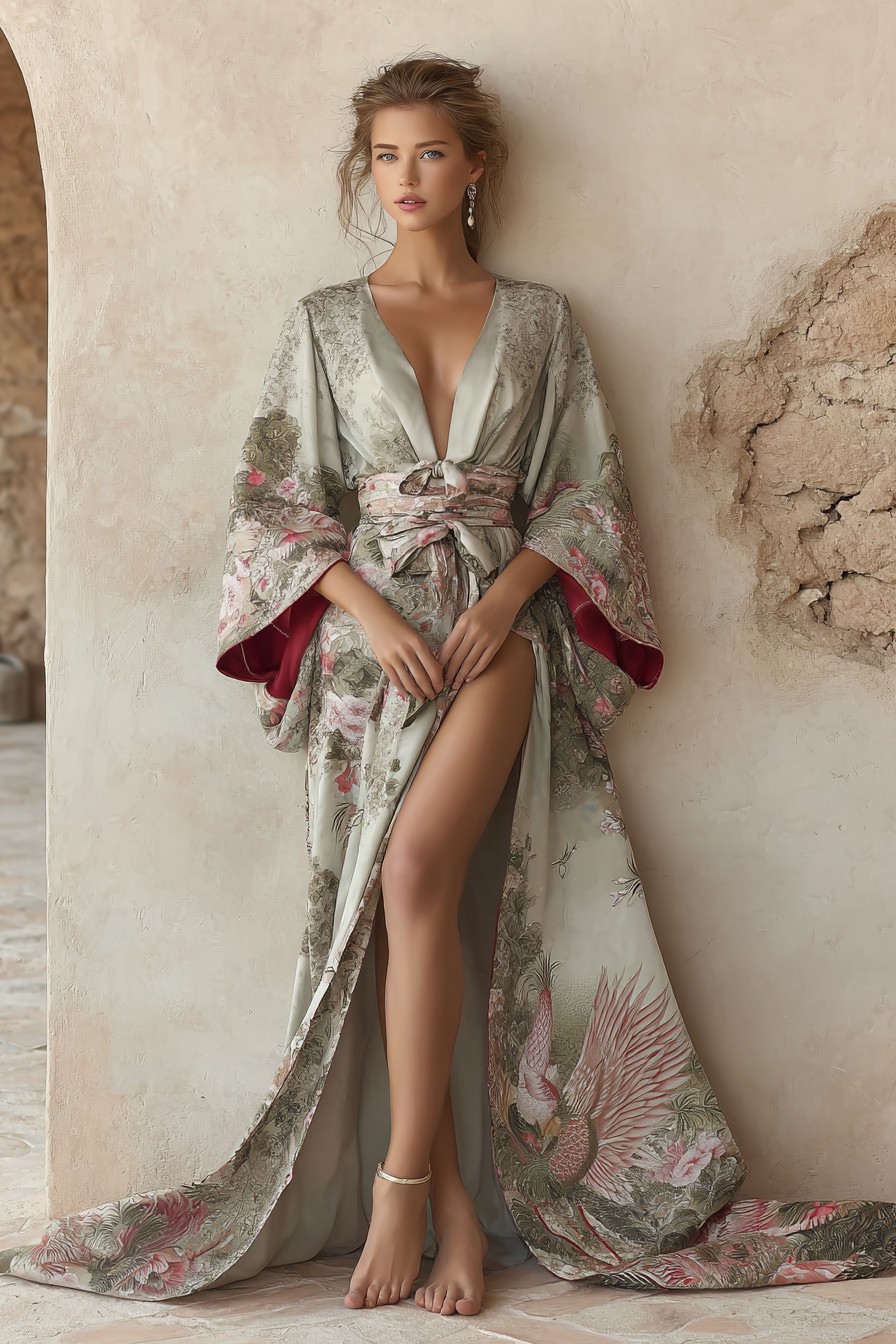 Elegant Vintage Printed Robe