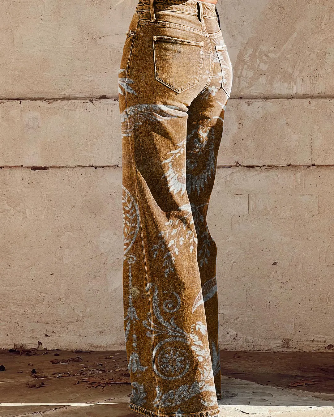 Vintage Floral Print Casual Wide-Leg Pants