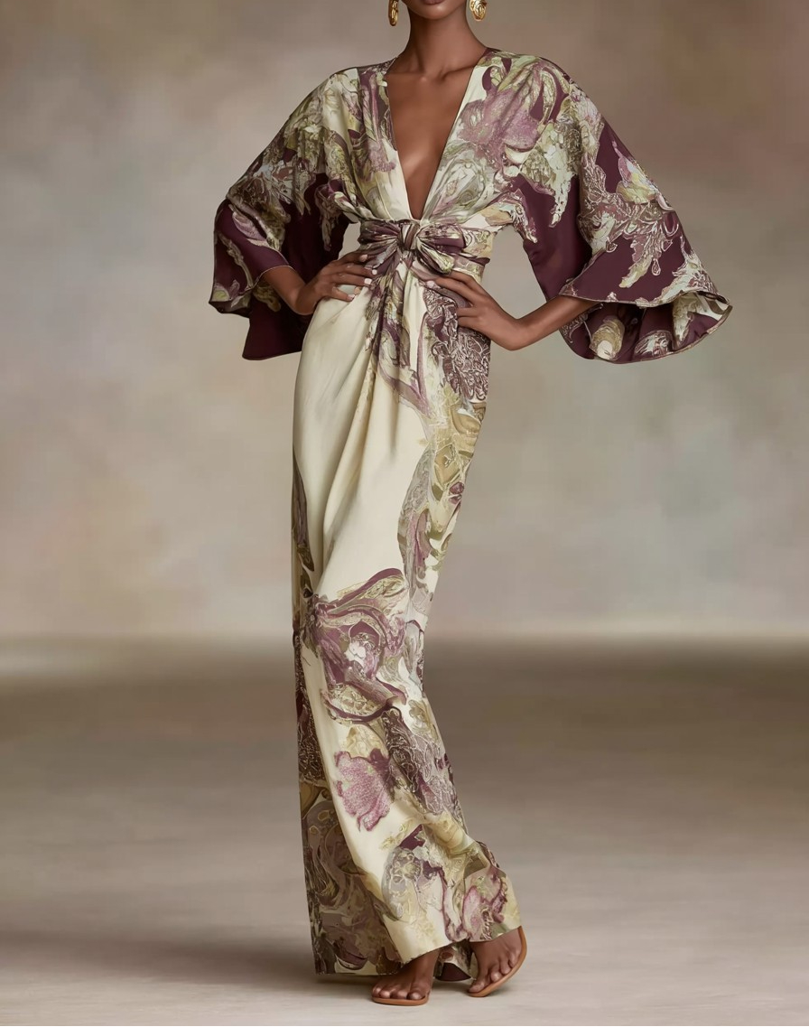 Elegant Vintage Printed Robe