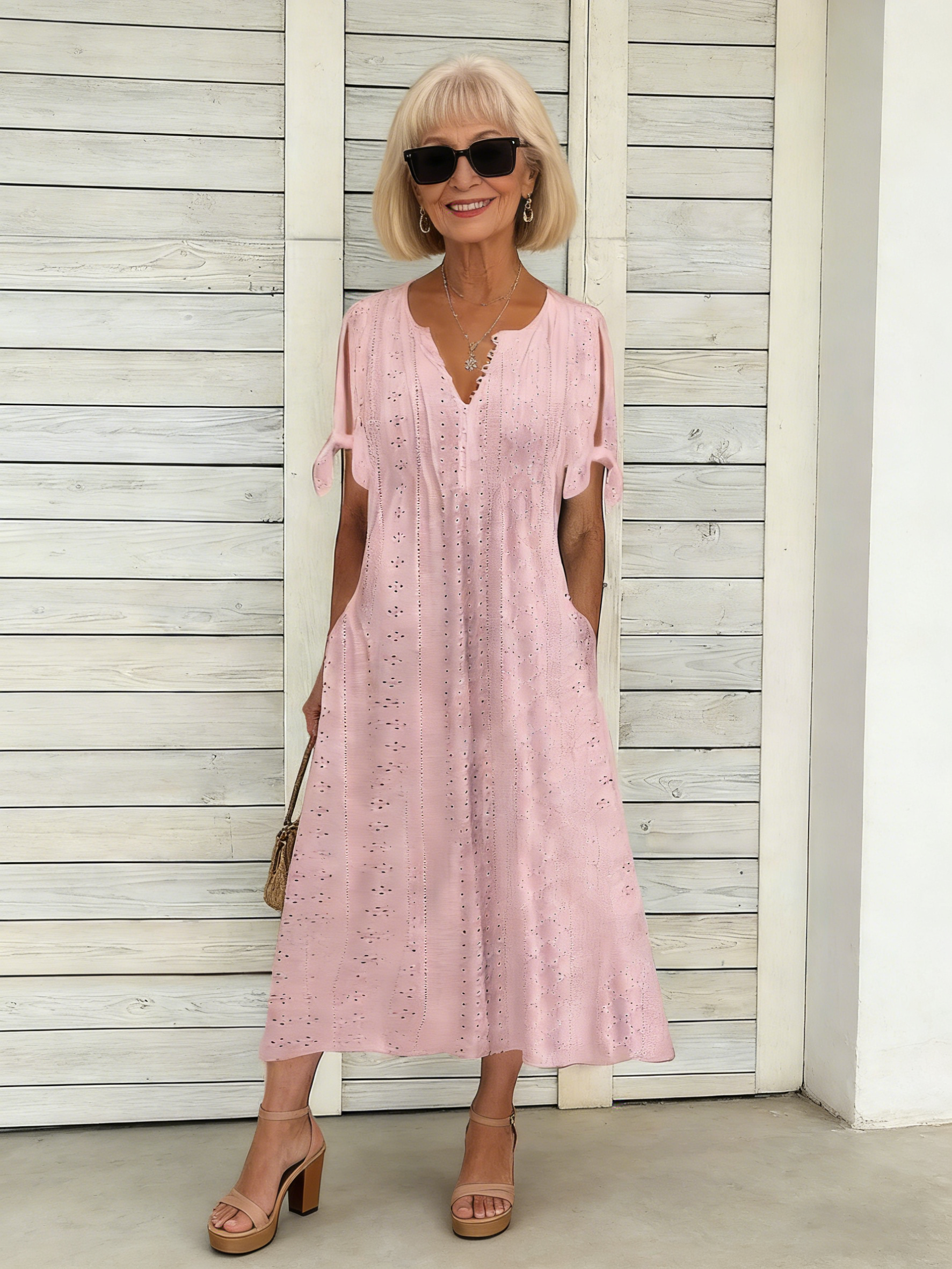 V-Neck Relaxed Midi Dress