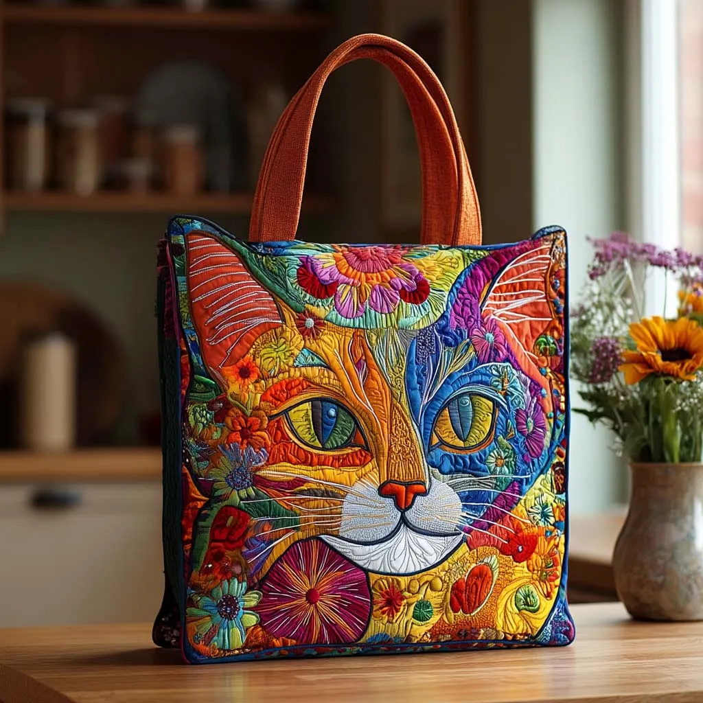 Cat Quilted Tote Bag