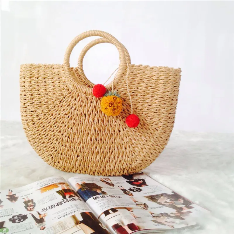 Woven Straw-Style Tote Bag