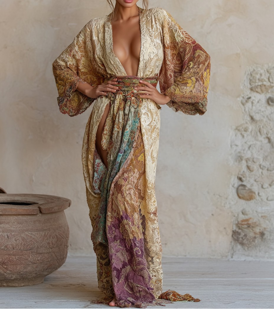 Elegant Vintage Printed Robe