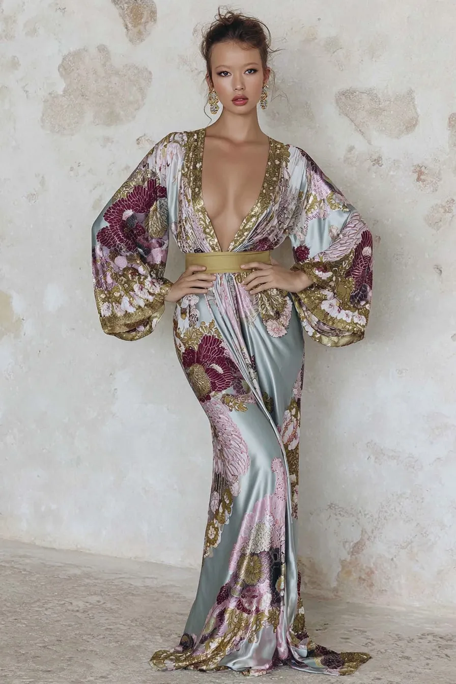 Elegant Vintage Printed Robe