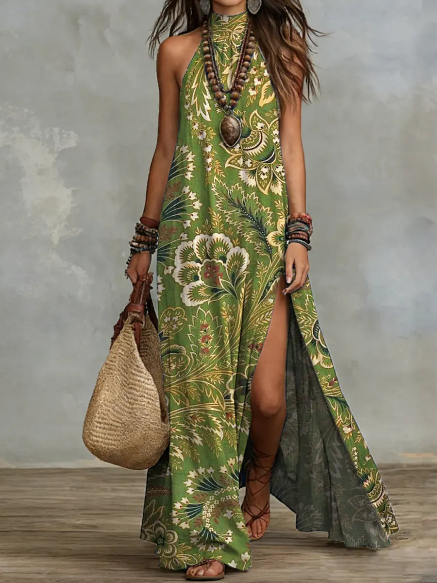 Floral Print Sleeveless Maxi Dress