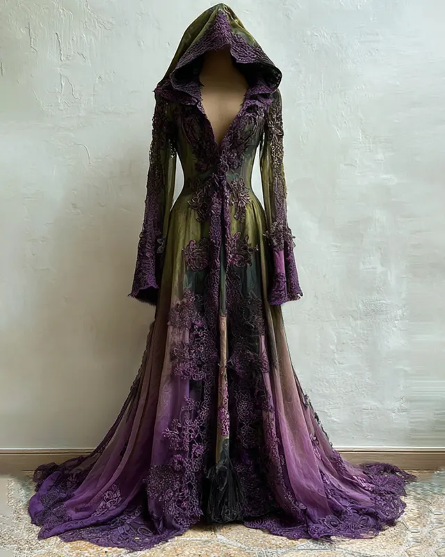 Bohemian style Gradient Lace Embroidered Evening Dress 0e2f