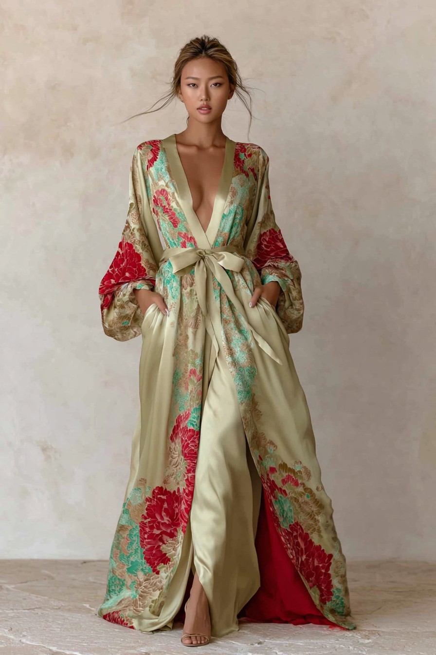 Elegant Vintage Printed Robe
