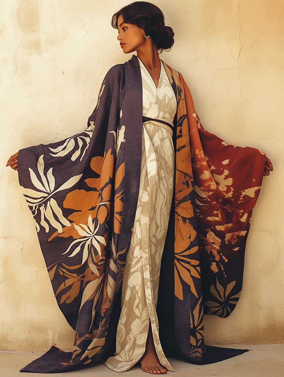 Abstract  Art Print Kimono Long Gown  Robe