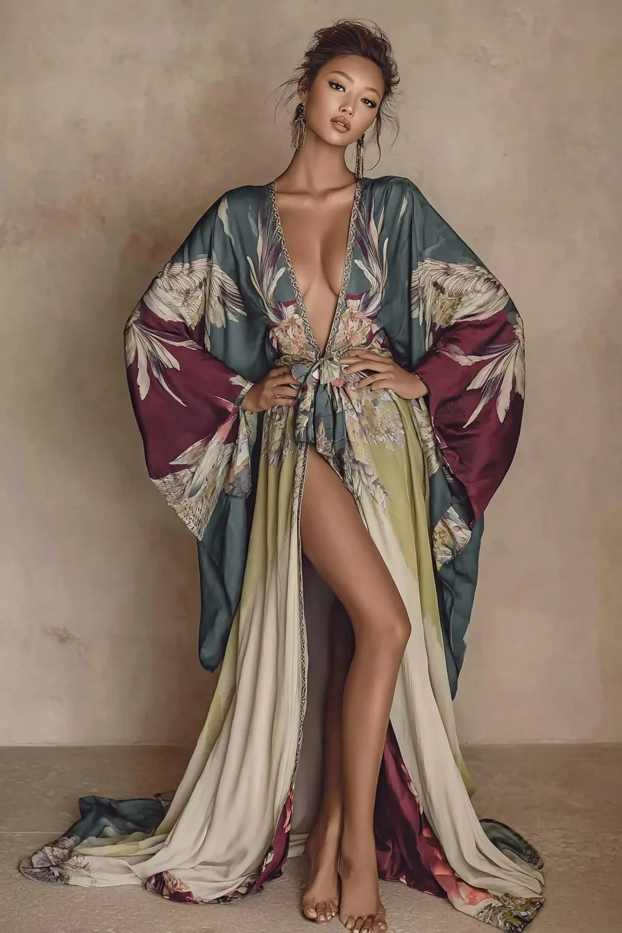 Elegant Vintage Printed Robe
