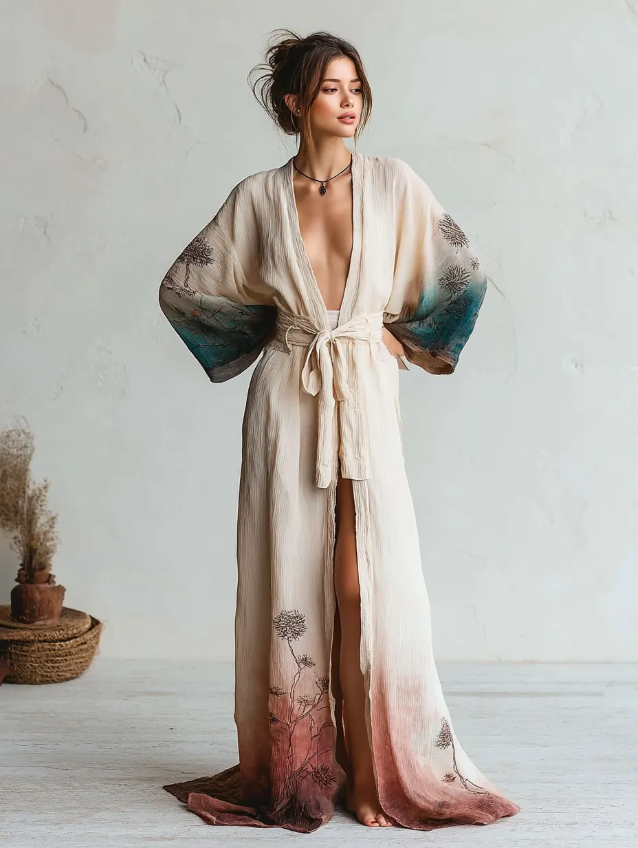 Elegant Vintage Printed Robe