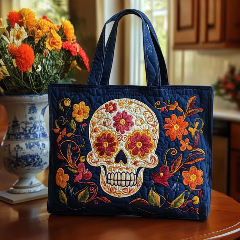 Skull Quilted Tote Bag