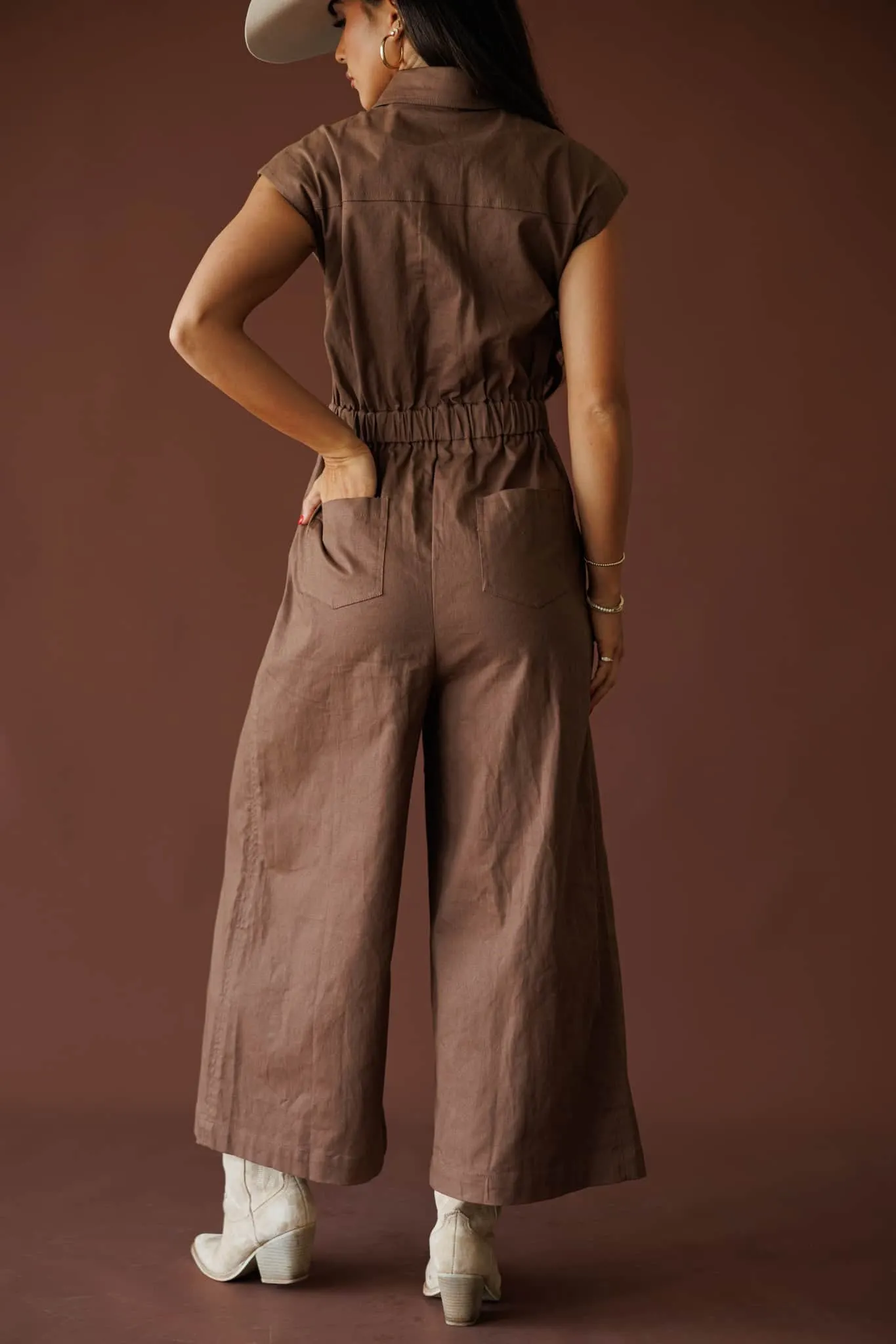 Twill Wide-Leg Jumpsuit