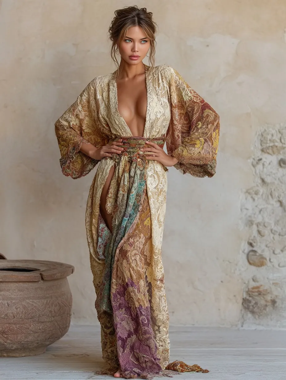 Elegant Vintage Printed Robe