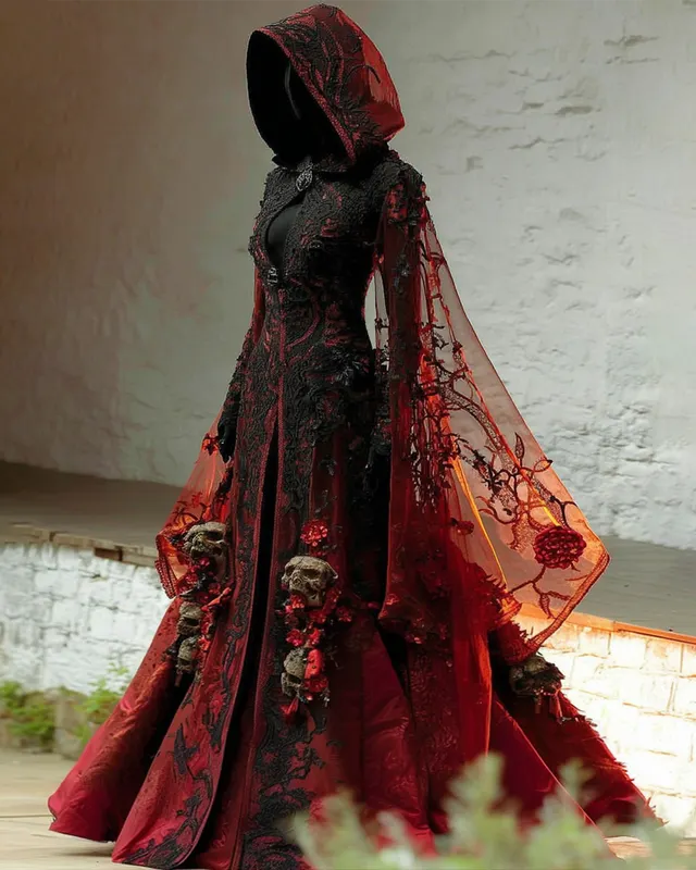 Bohemian style Gradient Lace Skull Patchwork Evening Dress 2de0