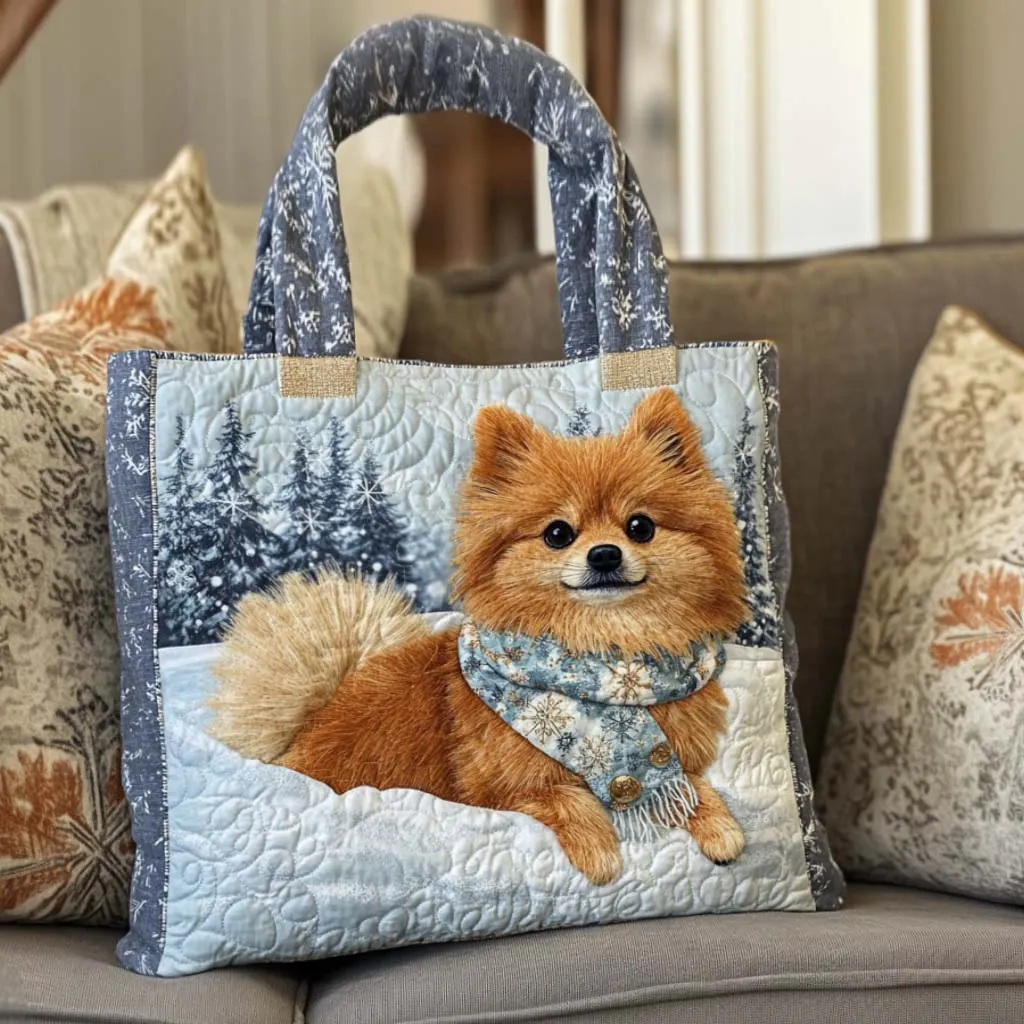 Pomeranian Quilted Tote Bag
