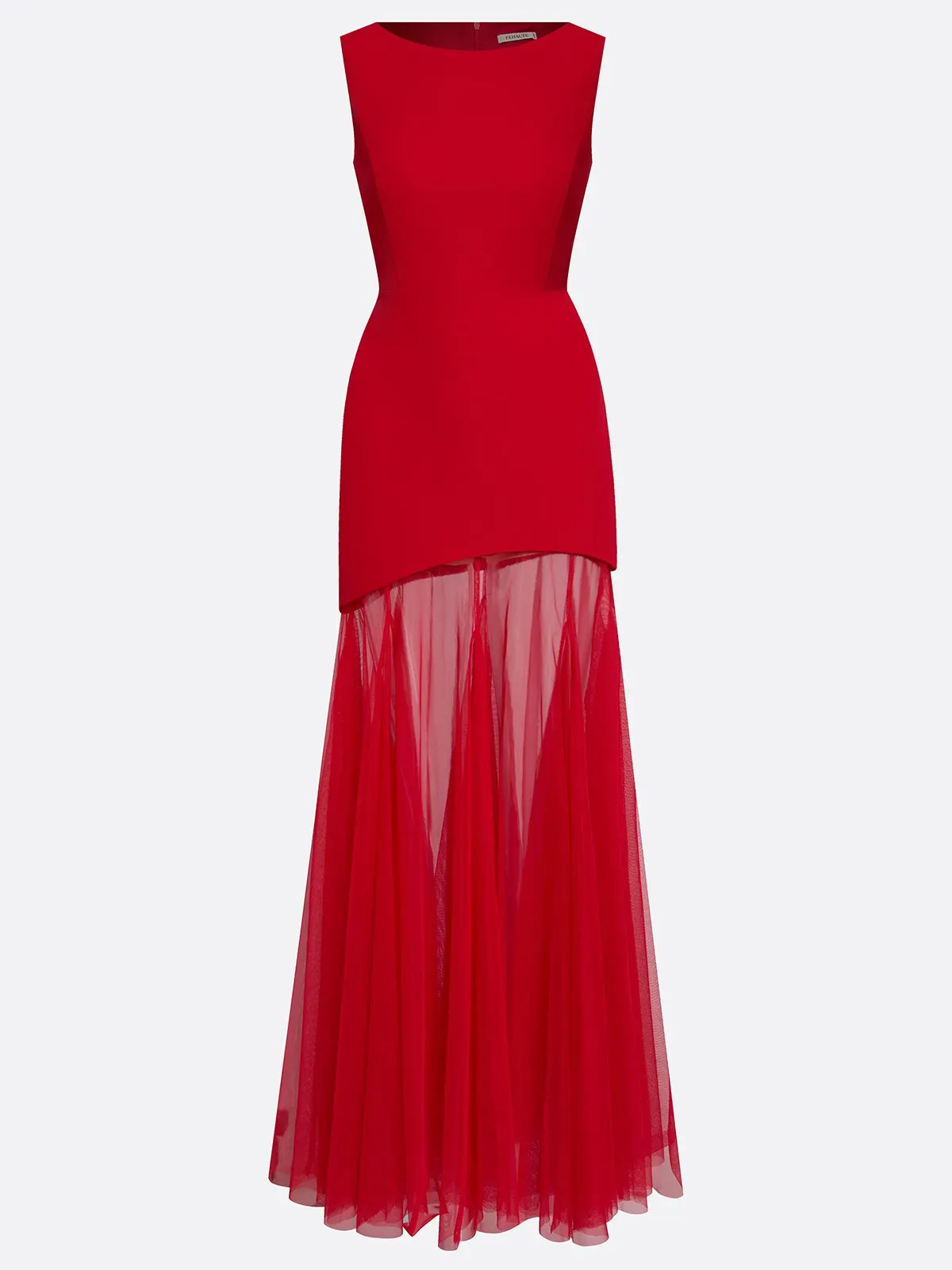 Red Classic Boat Neck Sleeveless Mermaid Floor-length Gown