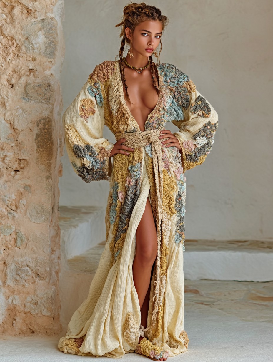 Elegant Vintage Printed Robe