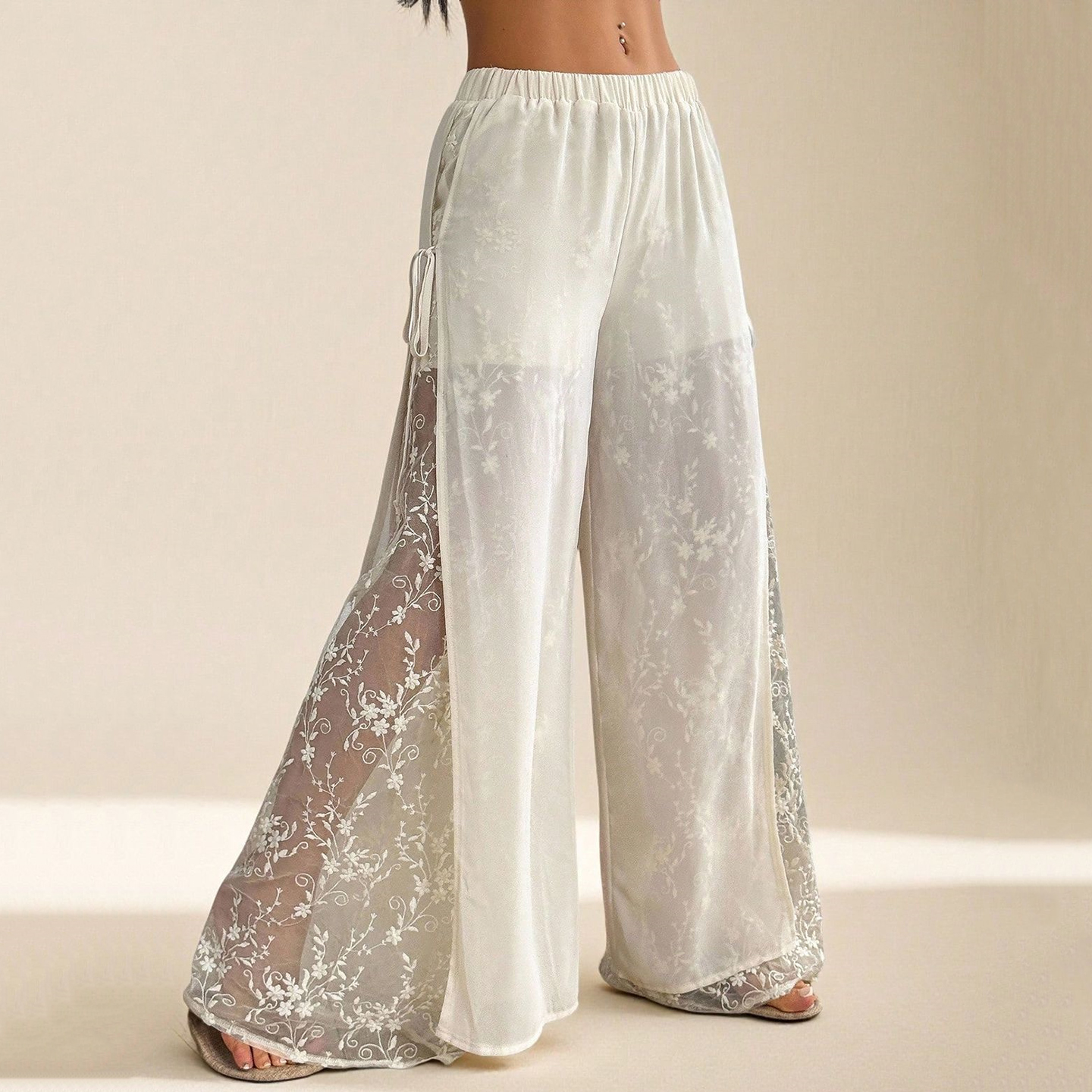 Women's Floral Lace Embroidery Art Pants