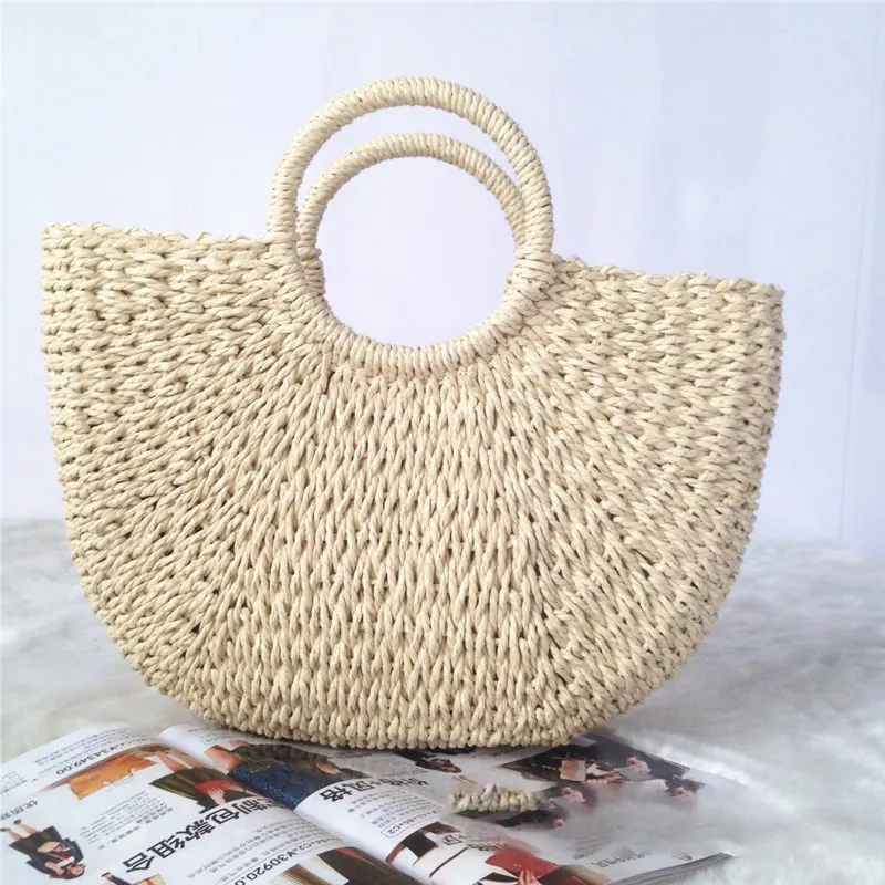 Woven Straw-Style Tote Bag