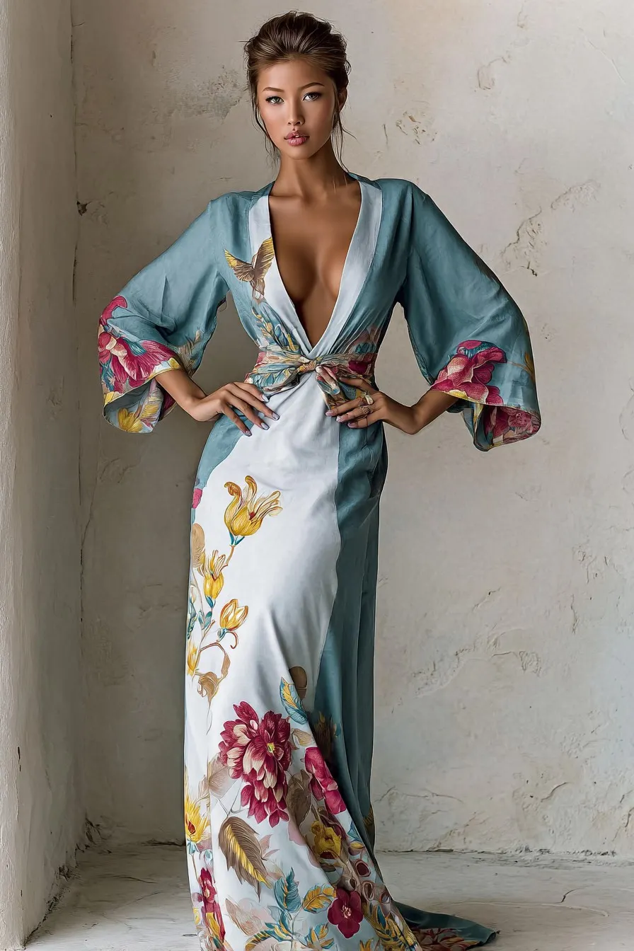 Elegant Vintage Printed Robe