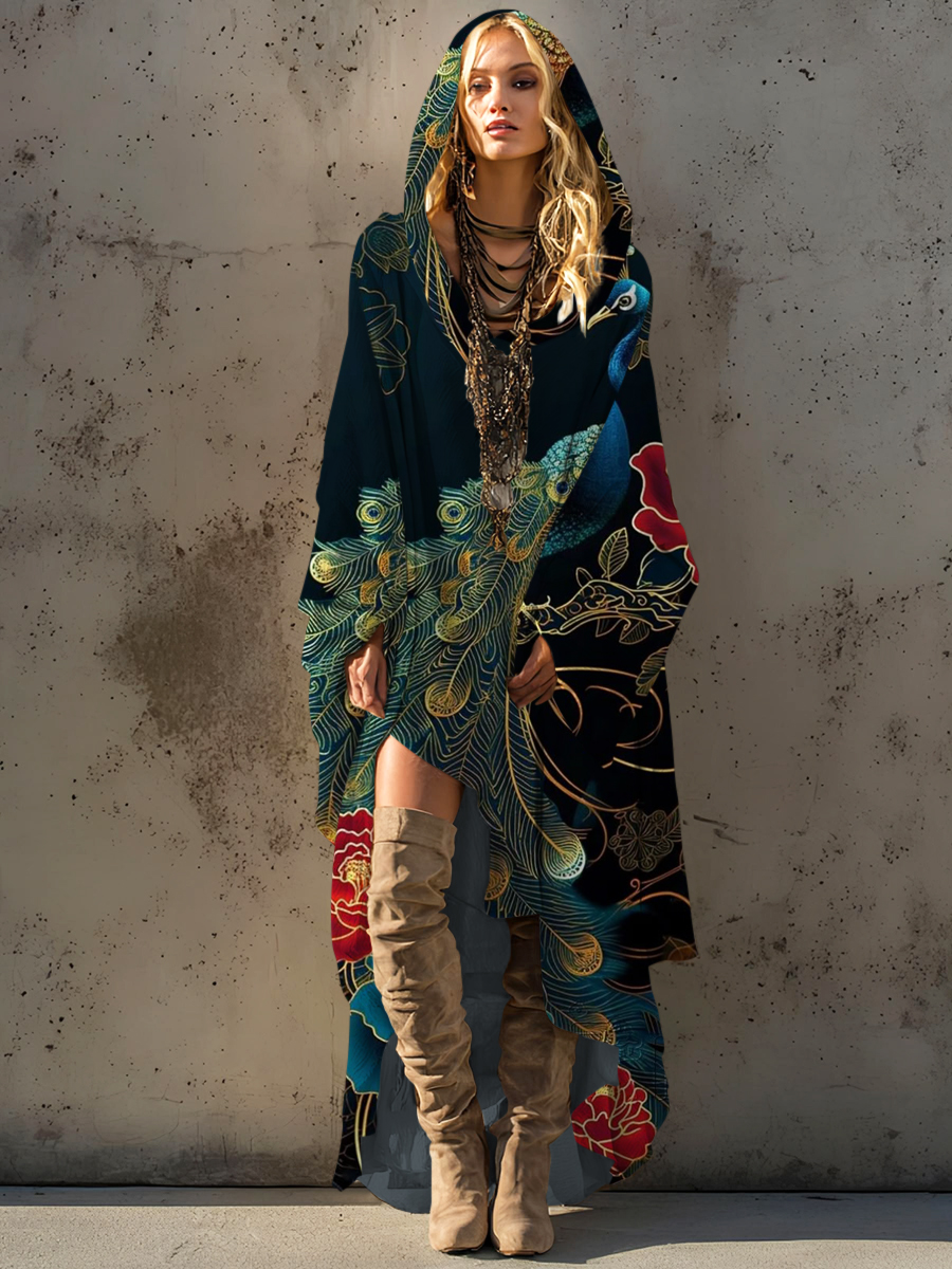 Women's autumn and winter cotton robe hooded smock dress