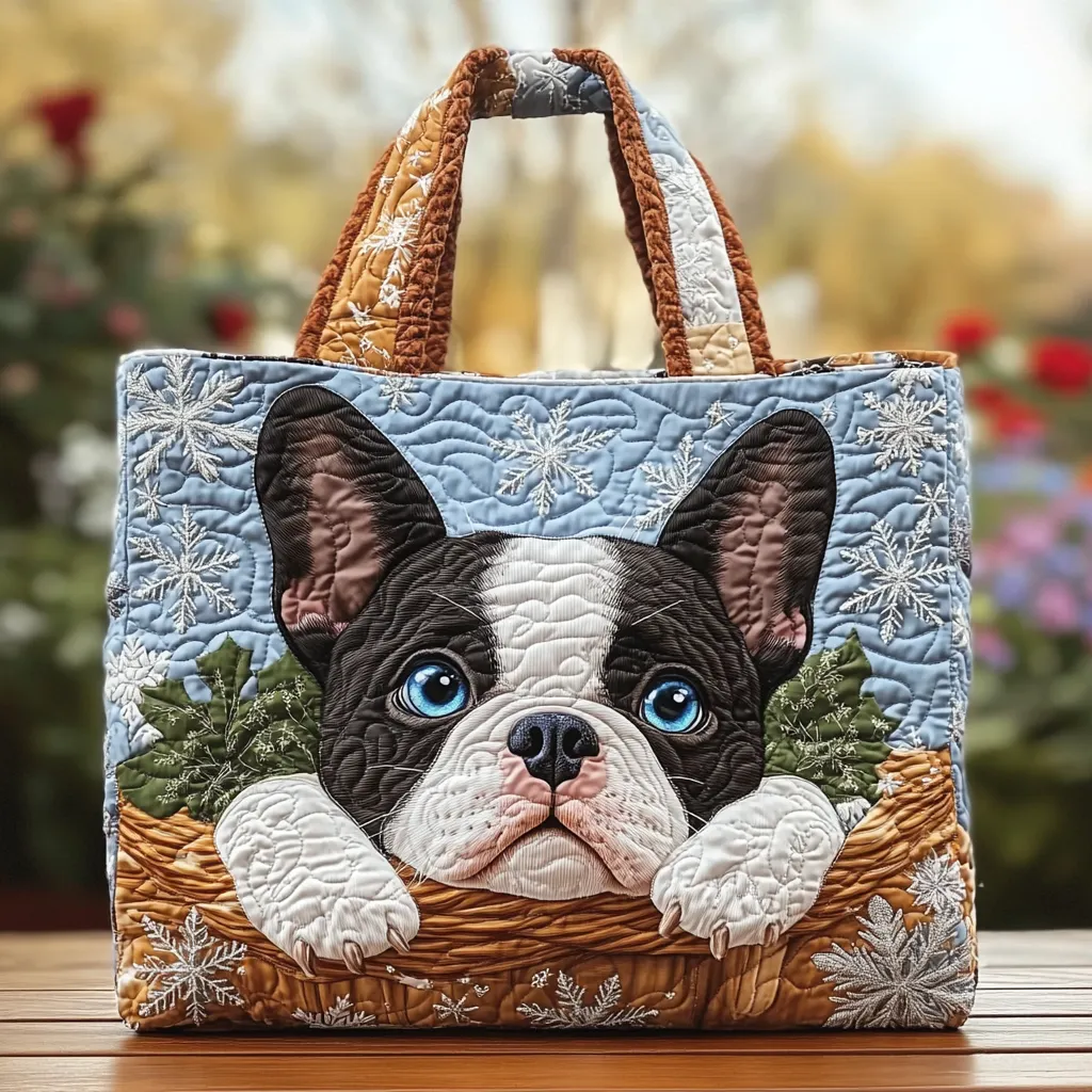 Boston Terrier Quilted Tote Bag