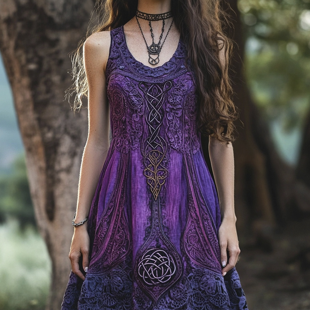 Vintage Lace Celtic Totem Printed Women's Vest Dress