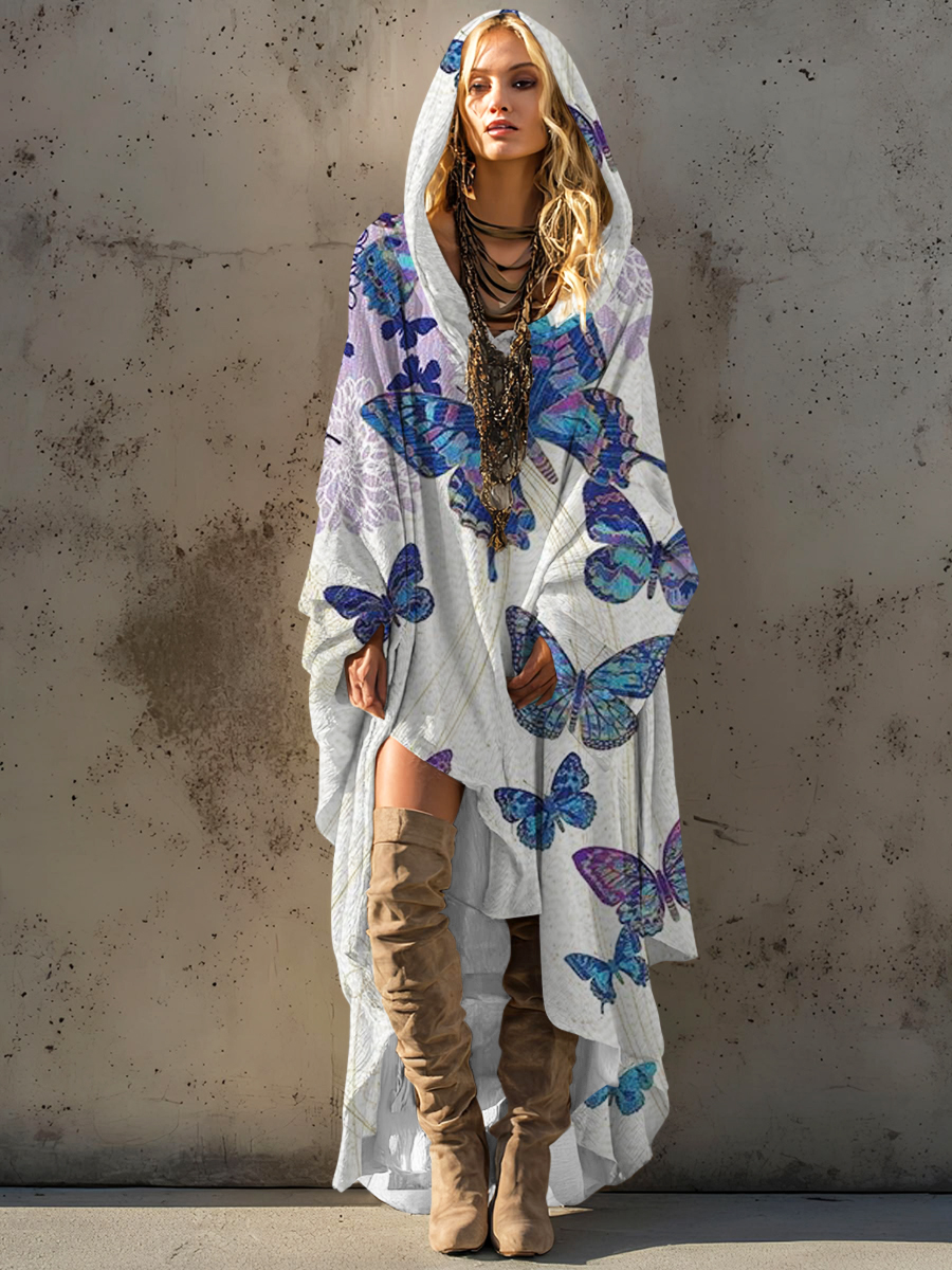 Women's autumn and winter cotton robe hooded smock dress