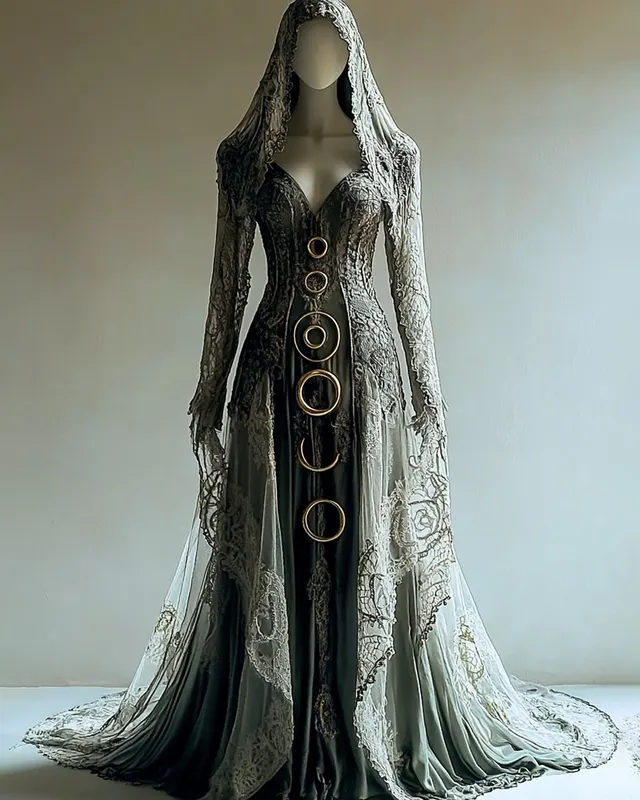 Bohemian style Contrasting Lace Embroidered Evening Dress 4437