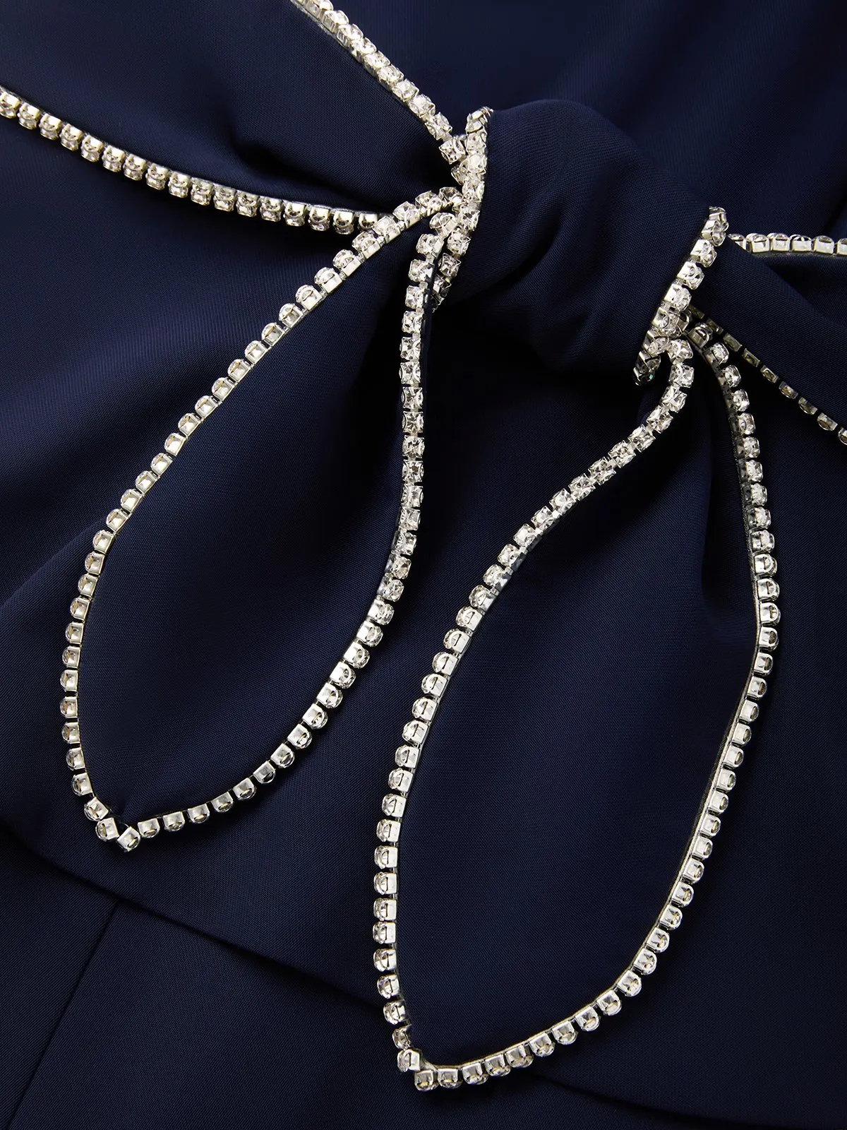 Navy Blue Rhinestone Off The Shoulder Sleeveless Elegant Jumpsuit