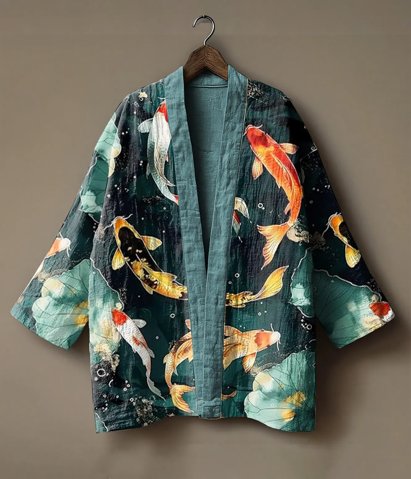 Hibiscus and Fish Theme Printed Linen and Blouse Jacket
