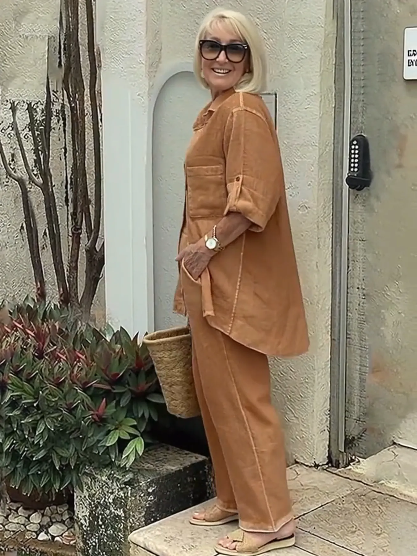 Linen-Blend Two-Piece Set