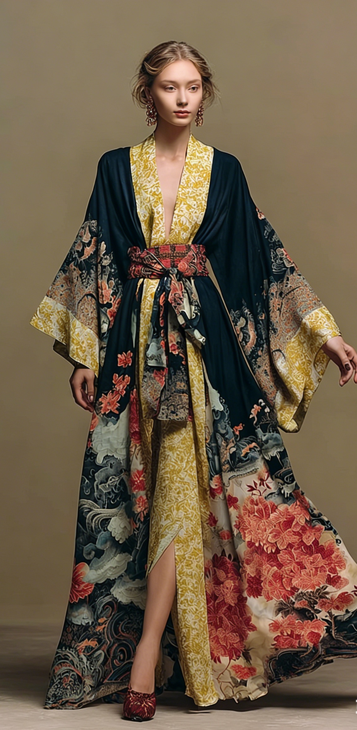 Women's Vintage Ornate Slim Gown (belt Included)