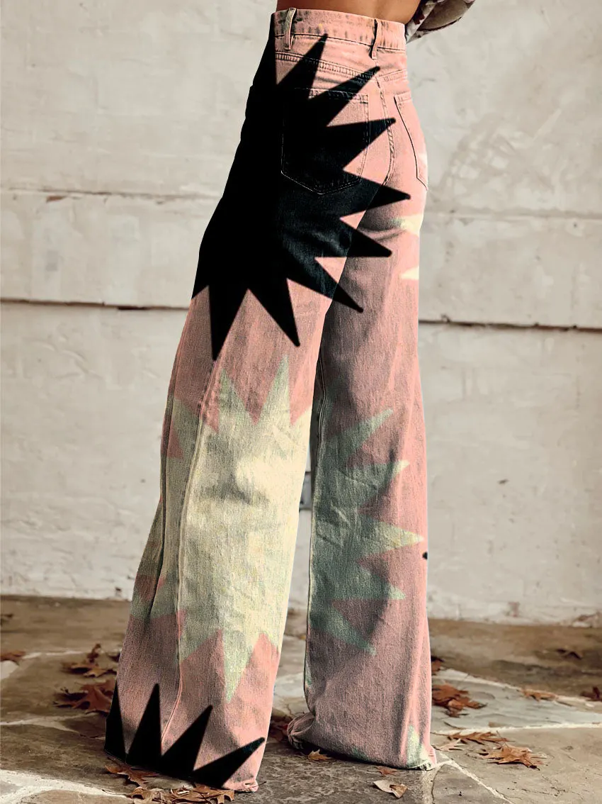 Pink Explosion Casual Wide-Leg Pants