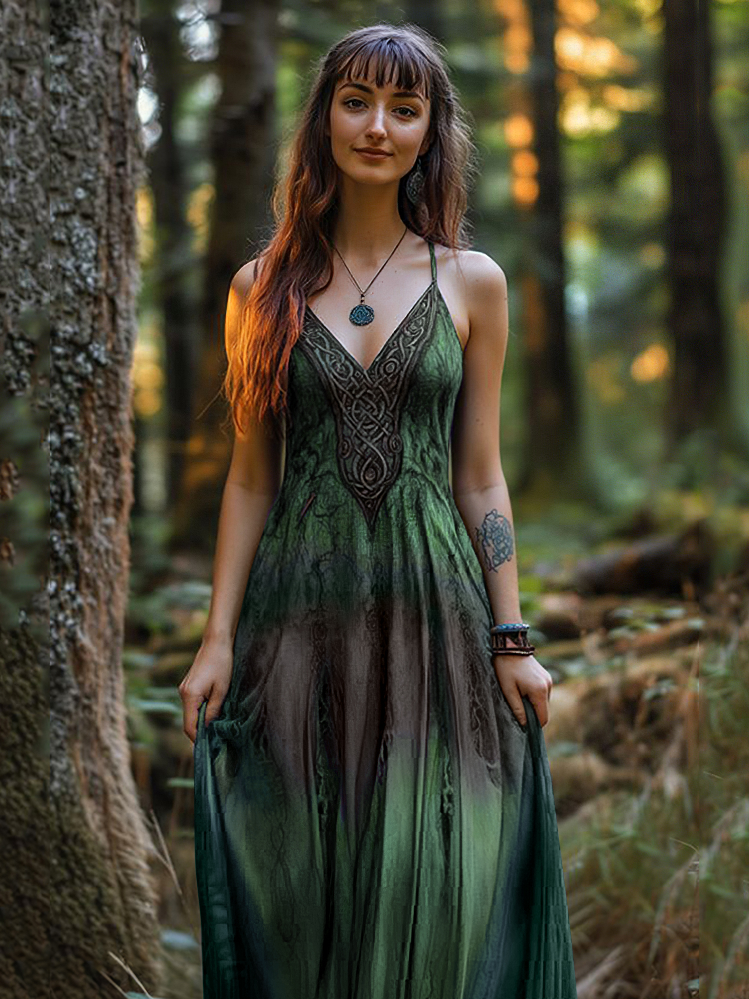 Vintage Celtic Knot Gradient Art Sling Dress