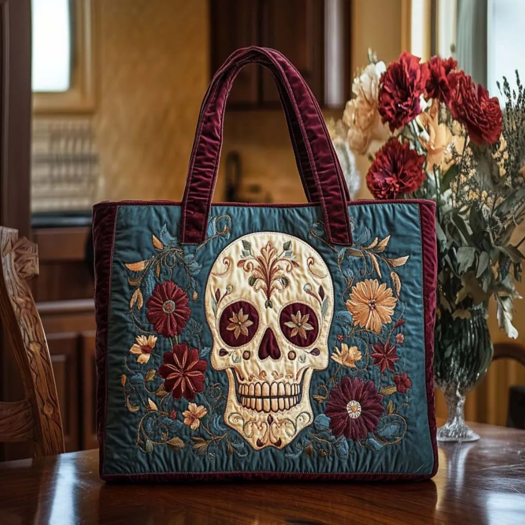 Skull Quilted Tote Bag