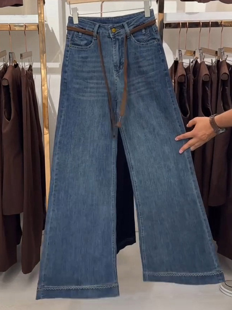 High-waisted Casual Loose-fitting Wide-leg Jeans